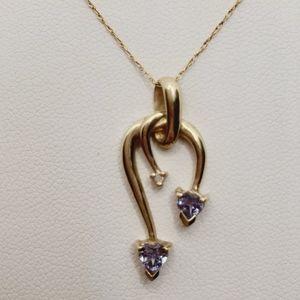 10k yellow gold tanzanite/diamond necklace